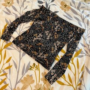 H&M Black Floral Long Sleeve Top
